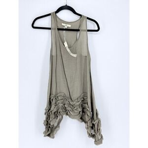 New Fairy Grunge Cottage Boho Tank Top Ethereal Dainty Ruffle Hem Long Size S